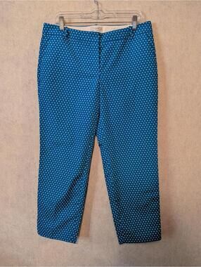 J CREW blue white polkadot cafe capri pants sz 10